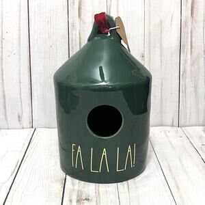 Rae Dunn Christmas Bird House Decor Fa La La Green Ceramic Artisan Collection